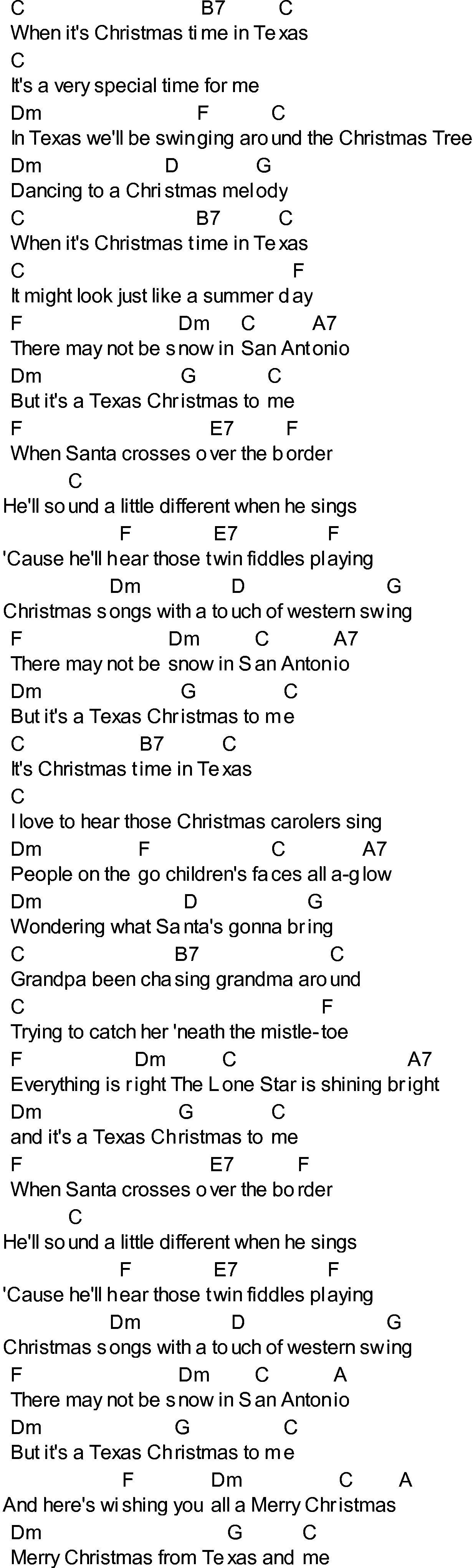 Bluegrass songs with chords - Christmas Time In Texas